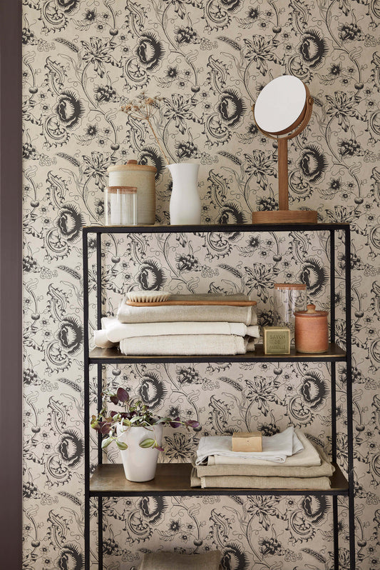 Papel pintado monocromático con bloques de madera de Little Greene - Knightsbridge