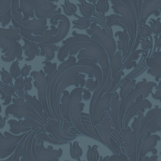 Papel pintado Little Greene Tulip - Azul y negro