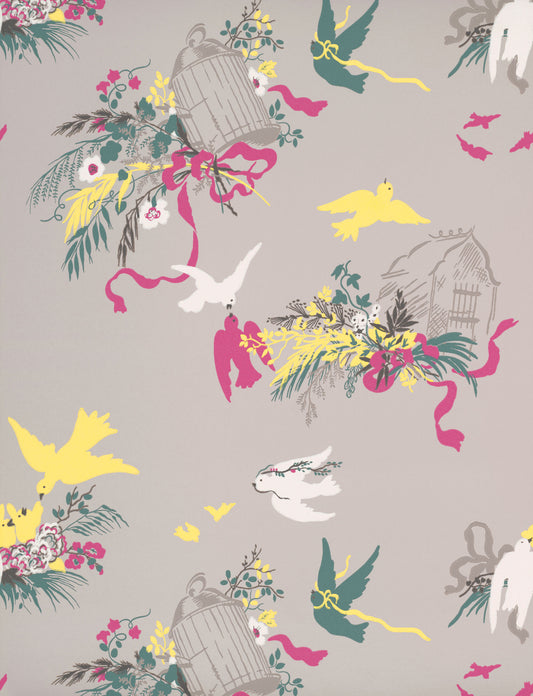 Papel pintado de Little Greene Volières - Gris francés