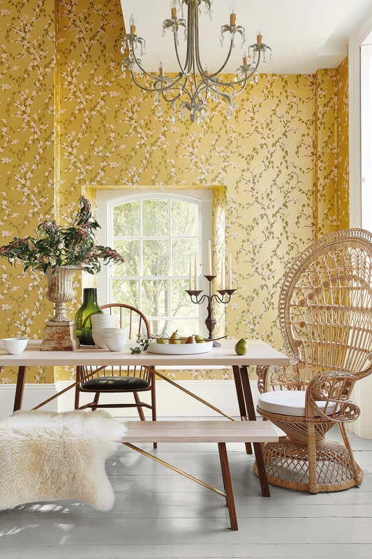 Papel pintado de Little Greene Sakura - Brillo amarillo