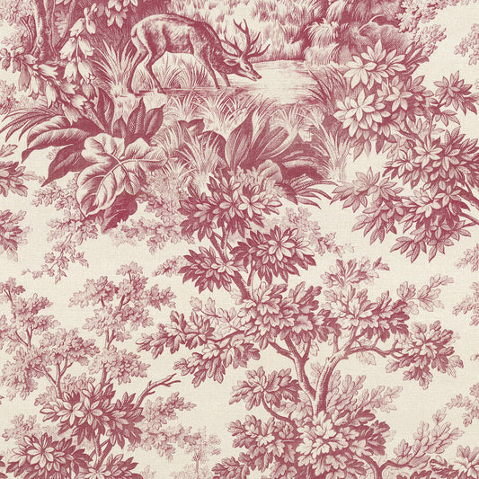 Papel pintado de toile con diseño de ciervo de Little Greene - Borgoña