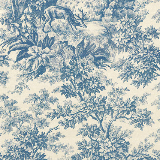 Papel pintado de toile con diseño de ciervo de Little Greene - Juniper