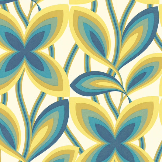 Papel pintado Little Greene Starflower - Pavo real