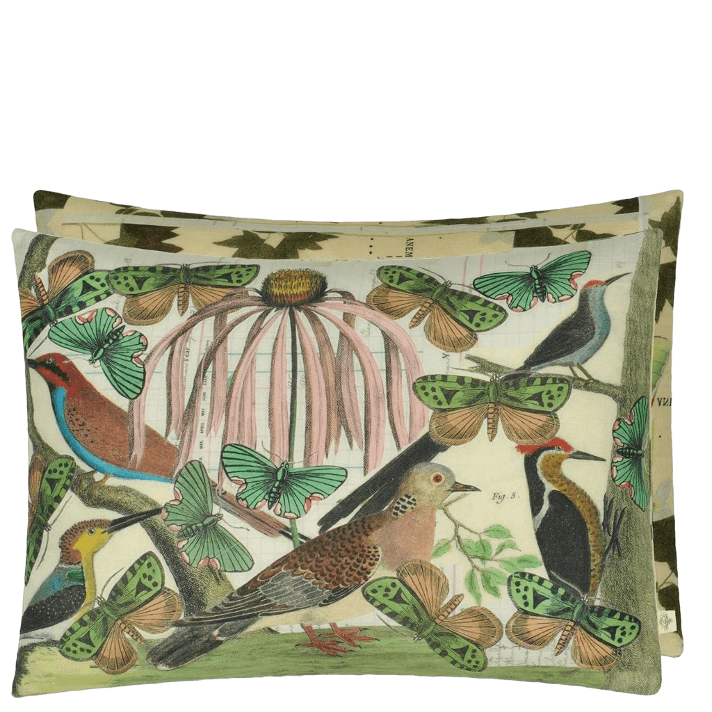 Almofada John Derian Floral Aviary Parchment - Stoc Casa