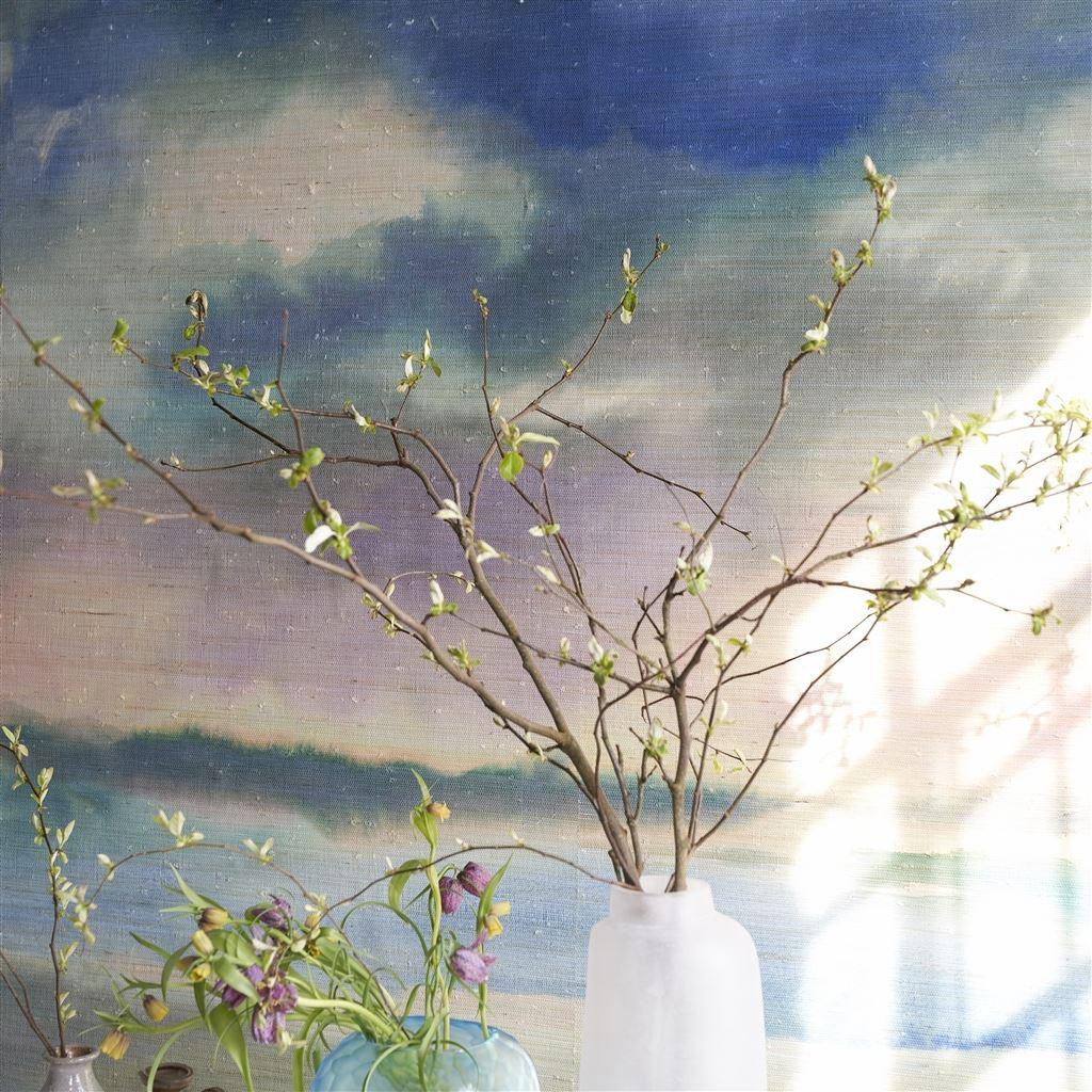 Papel de Parede Designers Guild Paysage Marin Grasscloth Sky - Stoc Casa