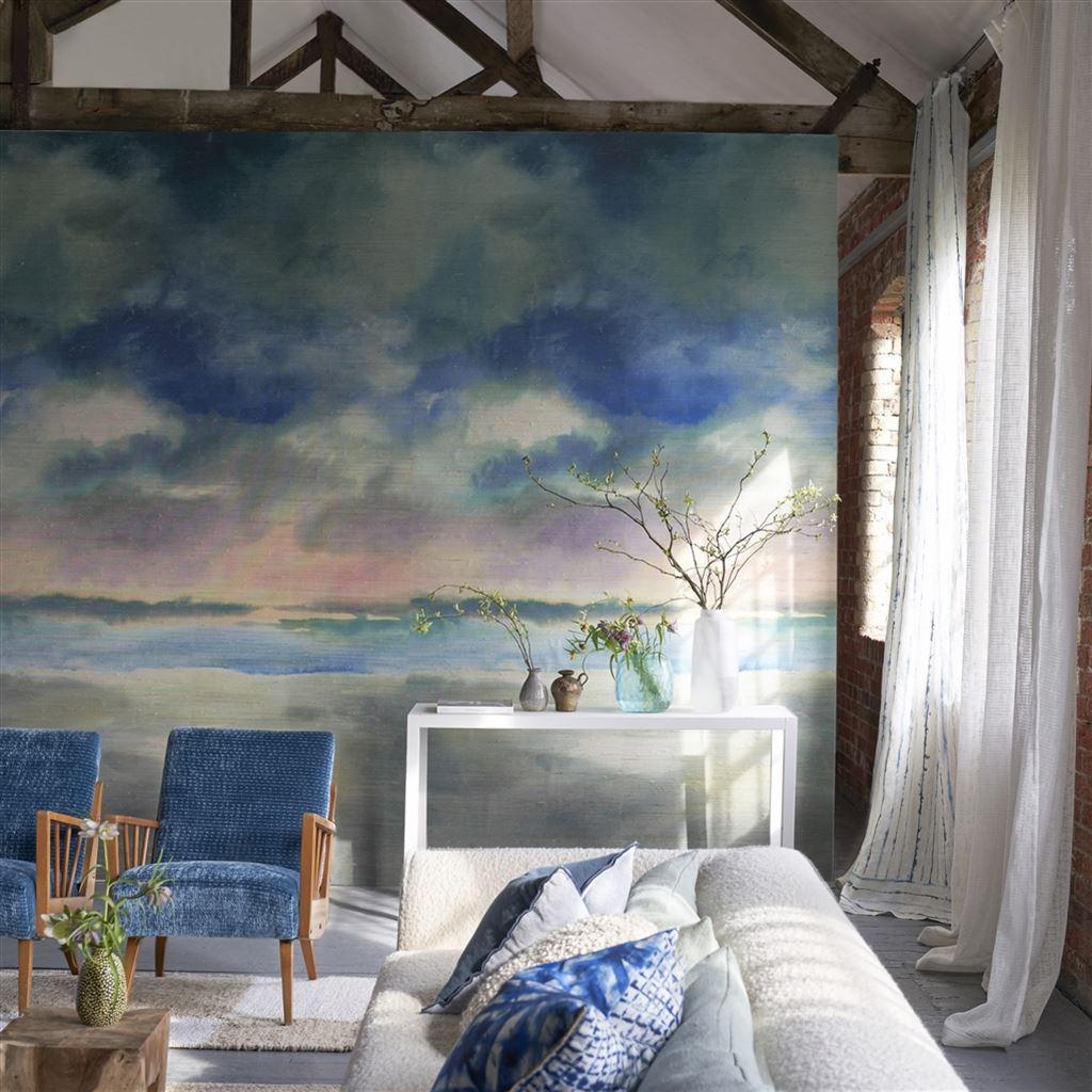 Papel de Parede Designers Guild Paysage Marin Grasscloth Sky - Stoc Casa