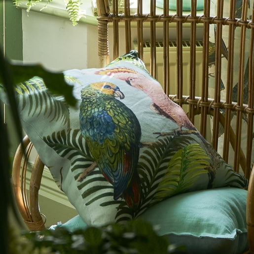 Almofada John Derian Parrot And Palm Azure - Stoc Casa