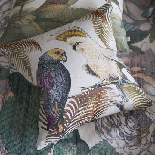 Almofada John Derian Parrot And Palm Parchment - Stoc Casa