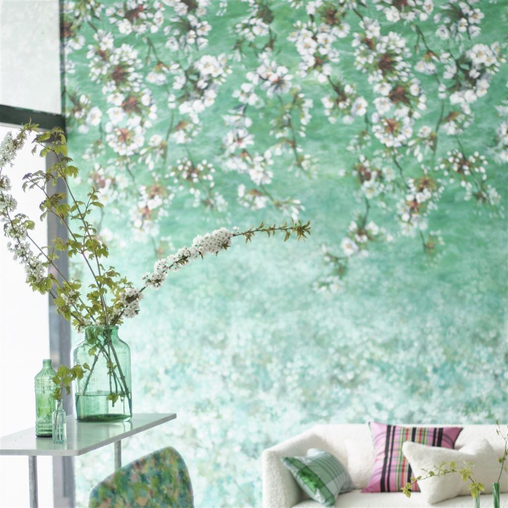 Papel de Parede Designers Guild Assam Blossom Emerald - Stoc Casa